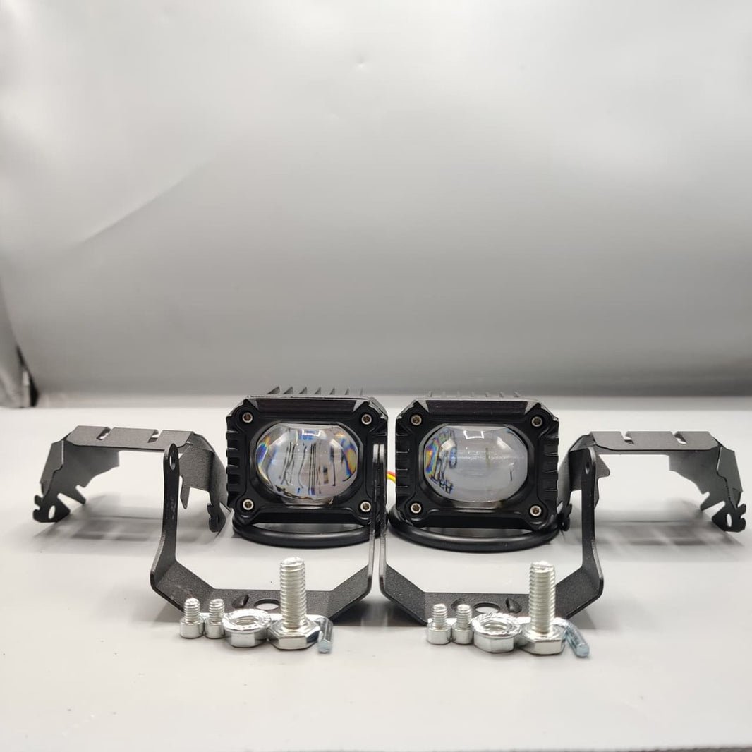 2 Pcs Set Economy Series Wide Lens Spotlight Headlight 9D Lens Yellow - White Beam Fog Lights
