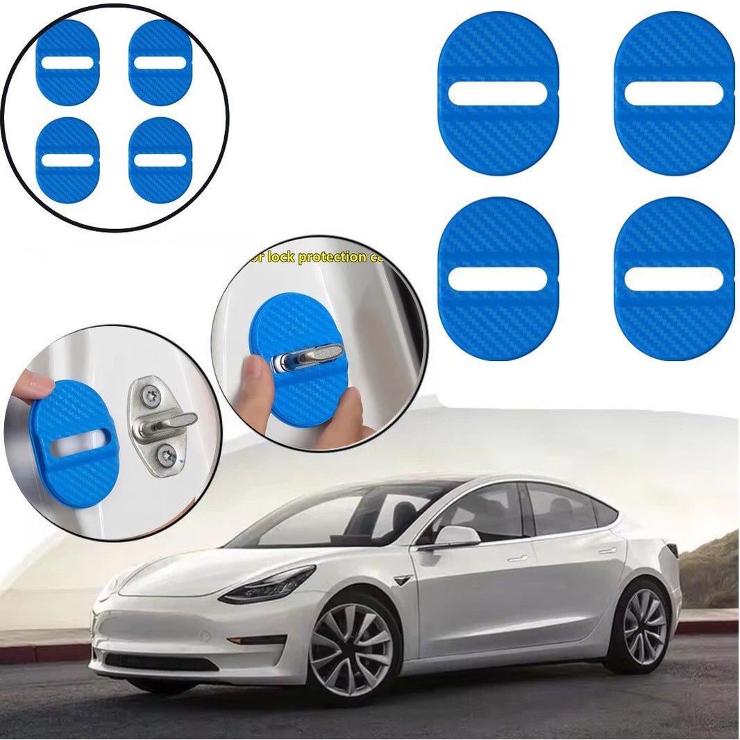 4 Pcs Set Blue Car Door Lock Protection Cover Anti Rust (Blue)