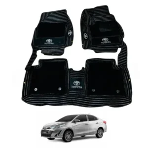 Toyota Yaris 10D Floor Mats Black With Grass 3 Pcs - Model 2020-2023