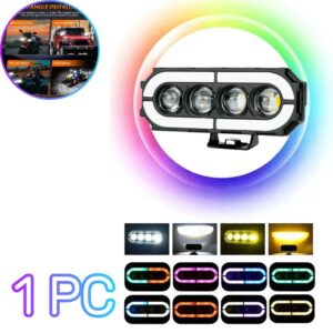 1 Pc Universal HJG 4 SMD Fog Light Dual Color With RGB Function in Metal Body